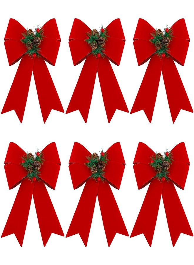 MCEAST 6 Pack Christmas Wreath Bow 9 x 12 Inches Red Bows Christmas Tree Bows Xmas Bows Decoration for Indoor and Outdoor (Red+Green) - Image 1
